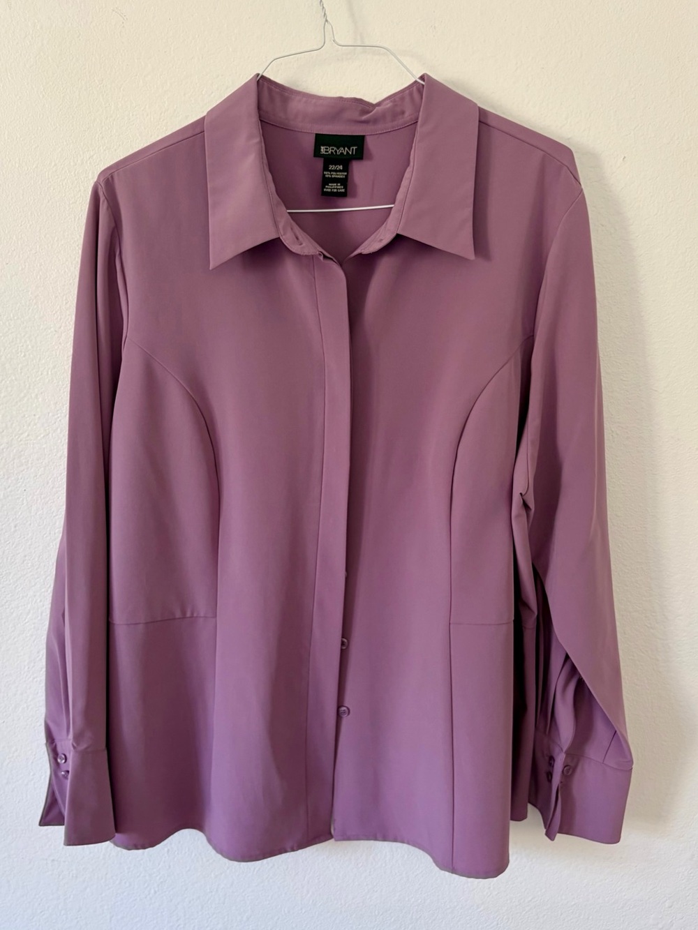 Lane Bryant Dusty Lavender Button-Front Collared Shirt